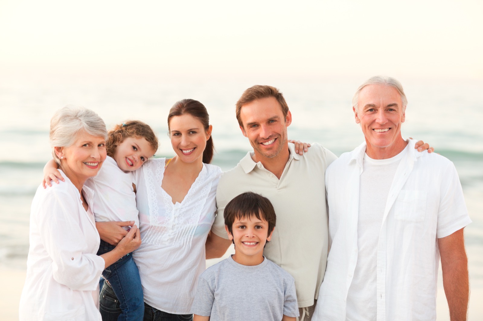 Multi-generational family at the beach