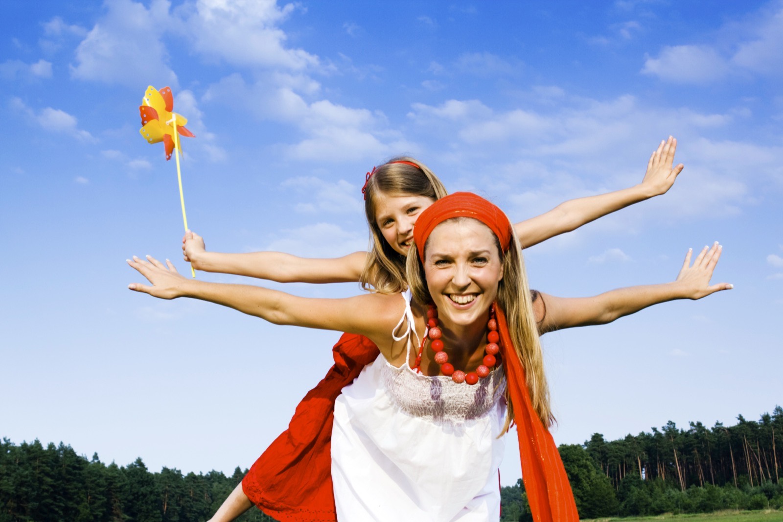 Mother and daughter enjoying the outdoors
